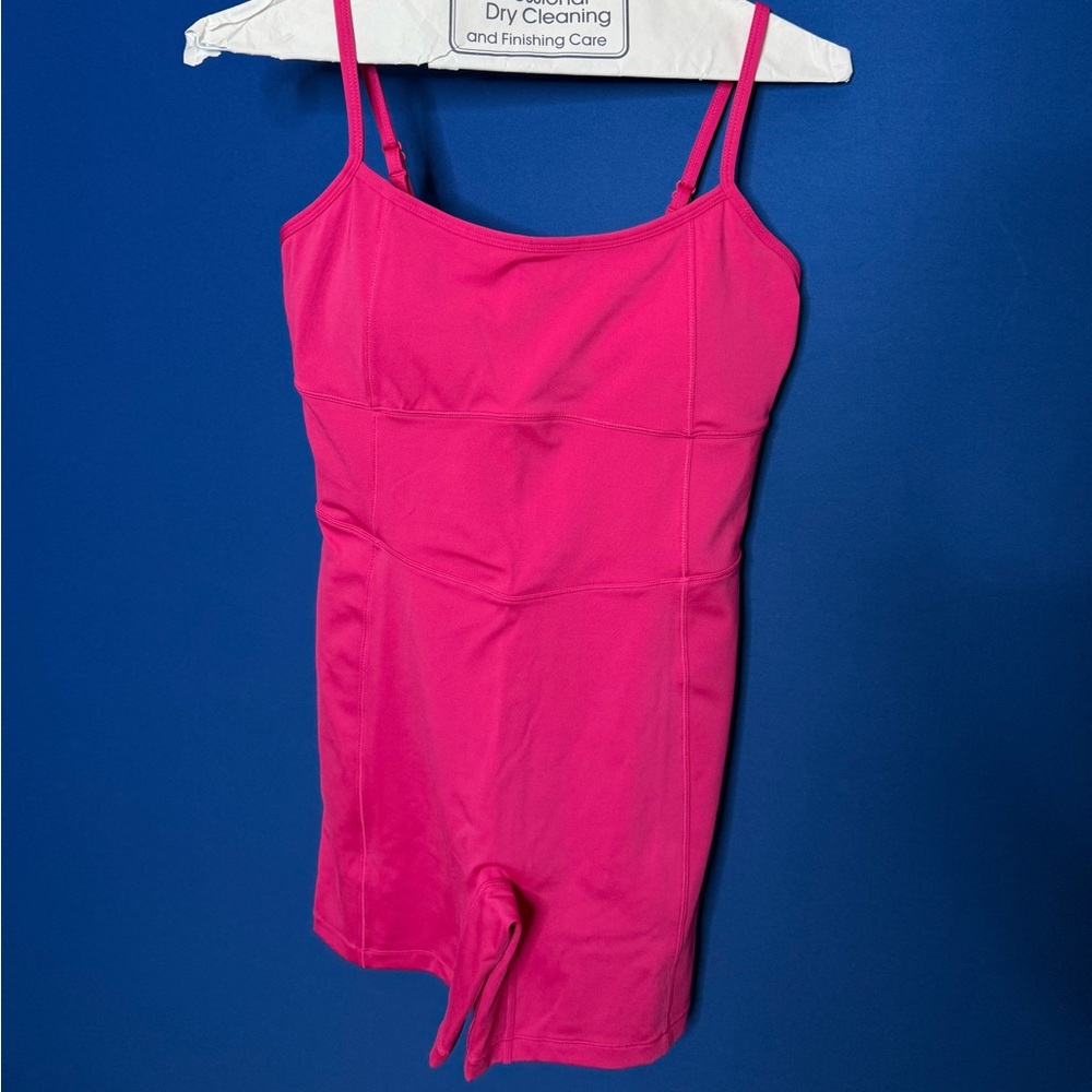 Fabletics Hot Pink Spaghetti Strap Bodysuit Short